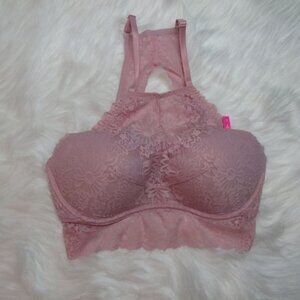 PINK High Neck Lace Bralette